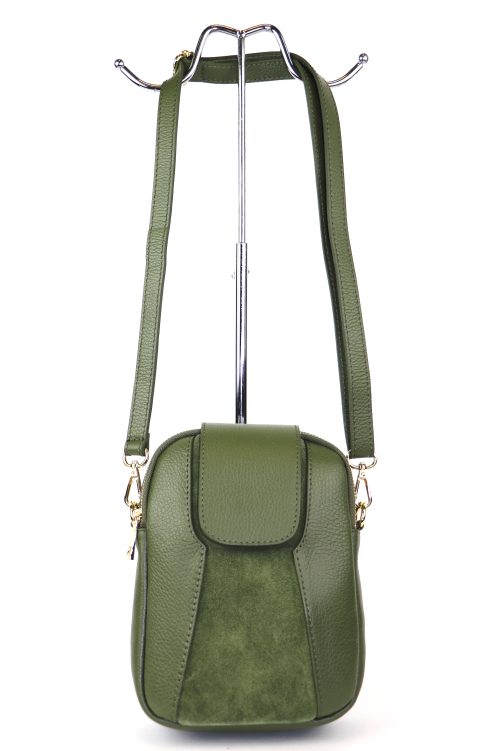 F255 Medium Leather Suede Crossbody Bag - Image 7