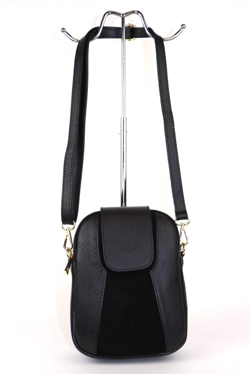 F255 Medium Leather Suede Crossbody Bag - Image 13
