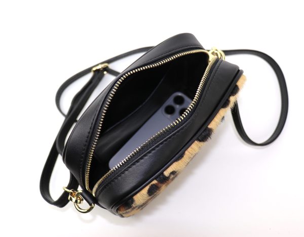 V313 Soft Leather Animal Fur Crossbody Bag