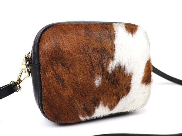 V313 Soft Leather Animal Fur Crossbody Bag