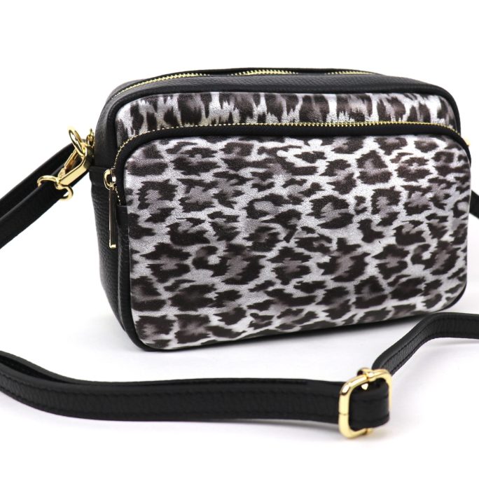 V319 Double Zip Animal Print Crossbody Bag