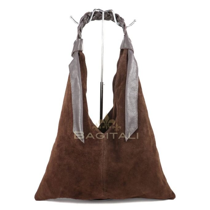 M567 Suede Hobo Bag with Braided Leather Strap