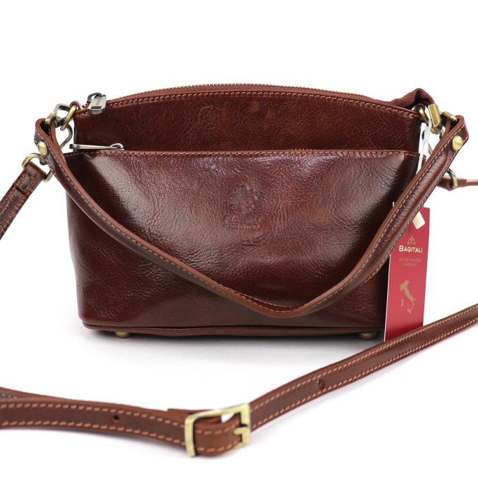 R901 Three Zip Florence Leather Shoulder/Crossbody Bag