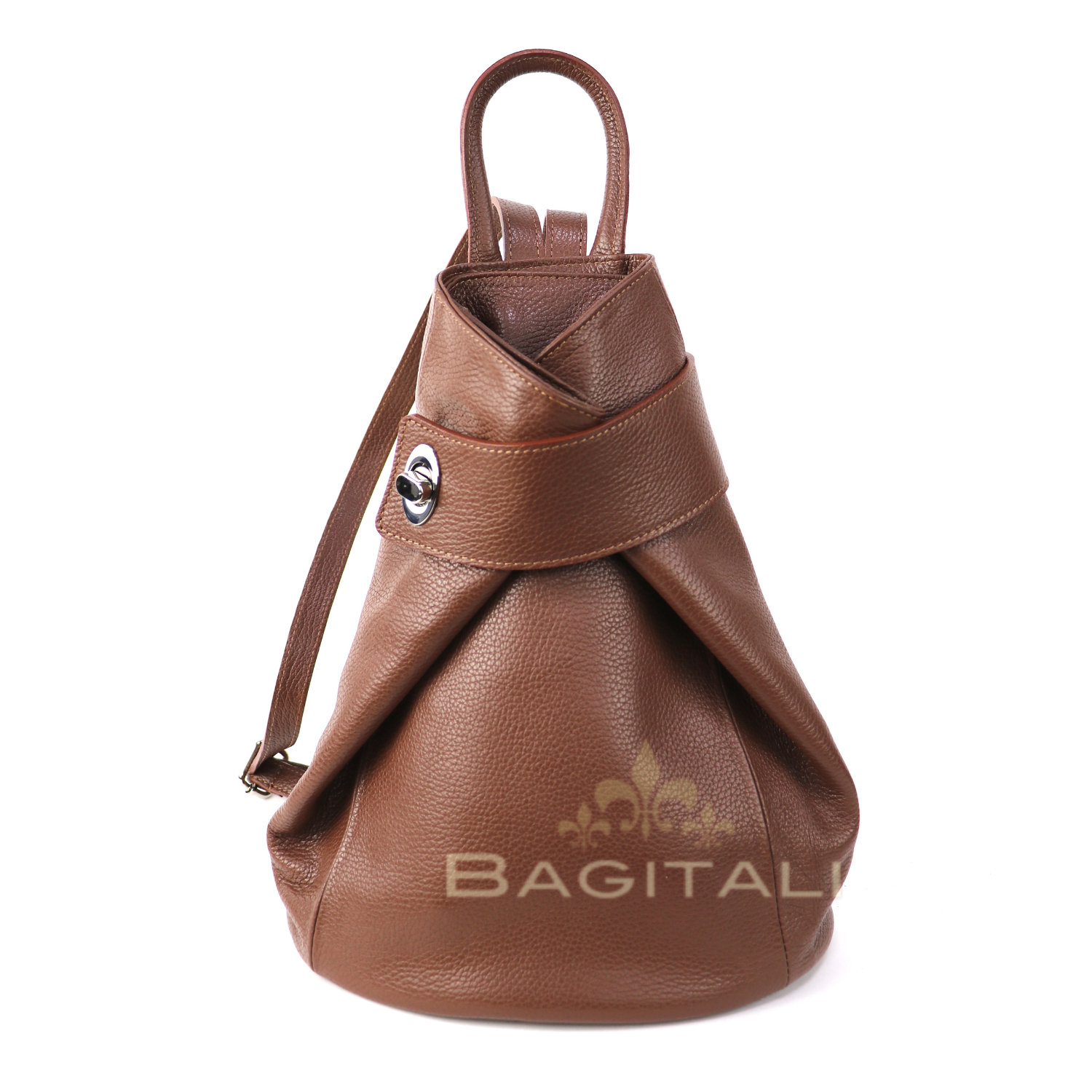 F285 Genuine Leather Stylish Backpack with front Buckle - Bagitali