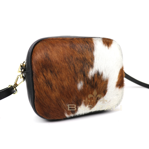 V313 Soft Leather Animal Fur Crossbody Bag