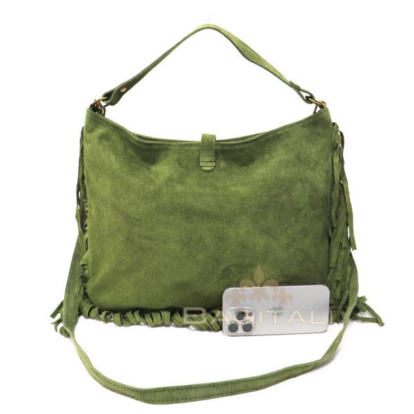 M564S Large Suede Fringe Shoulder/Crossbody Bag