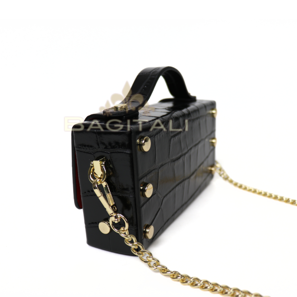 209 R896Coco Small Croc-Embossed Top Handle/Crossbody Bag