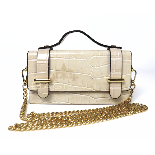 R896Coco Small Croc-Embossed Top Handle/Crossbody Bag