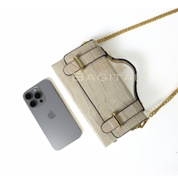 212 R896Coco Small Croc-Embossed Top Handle/Crossbody Bag