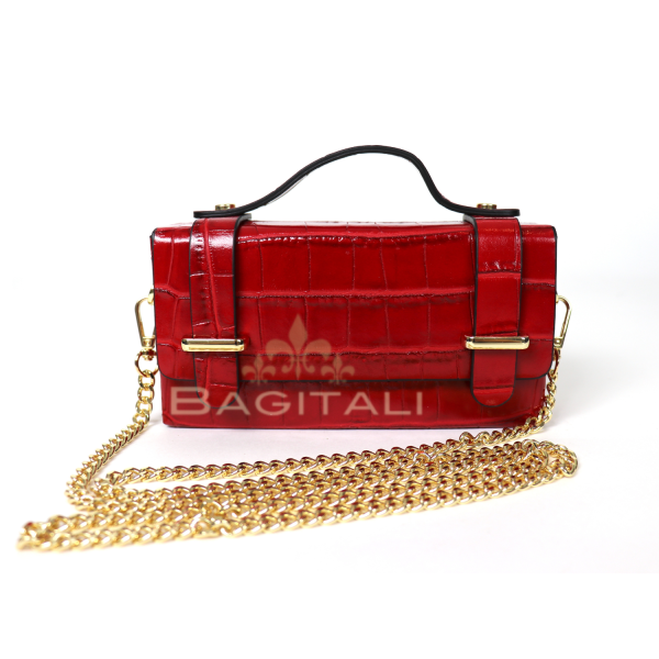 217 R896Coco Small Croc-Embossed Top Handle/Crossbody Bag