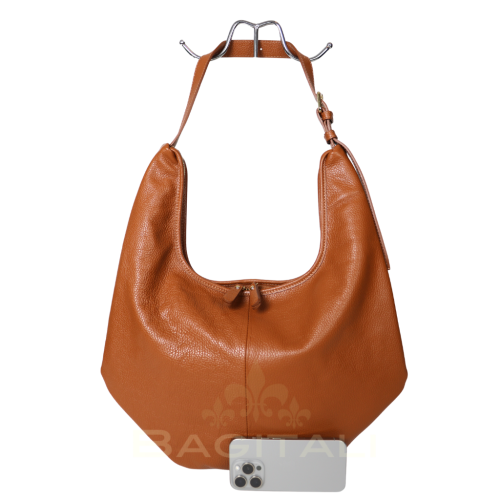 M597 Pebbled Leather Hobo Shoulder Bag with Adjustable Strap