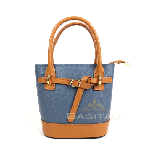 R906 Grain Leather Bucket Crossbody Bag