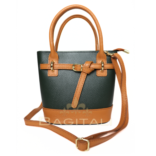 R906 Grain Leather Bucket Crossbody Bag